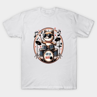 Groovy Cat Drummer, Catch the Beat T-Shirt